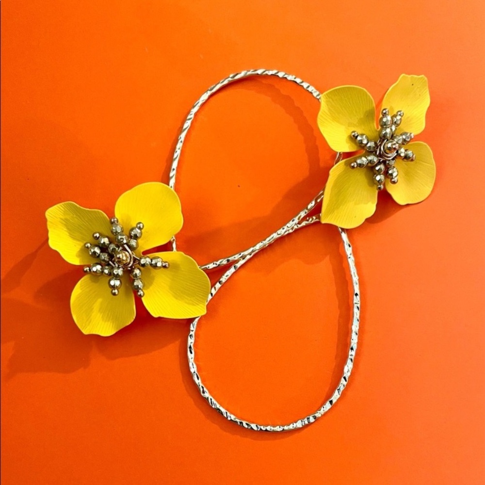 Yellow Flower Drop Earrings